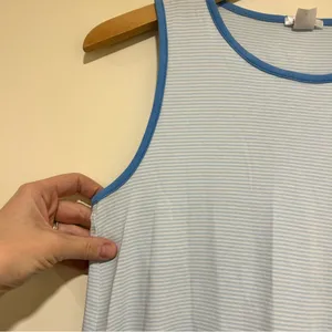 LAKE Pima Cotton Blue Striped Nightgown in White & Blue Size XS thumbnail 2