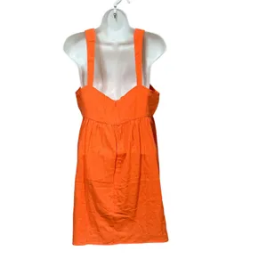 Rhythm Womens Orange Cotton Empire Waist Mini Dress Square Neck Size L thumbnail 4