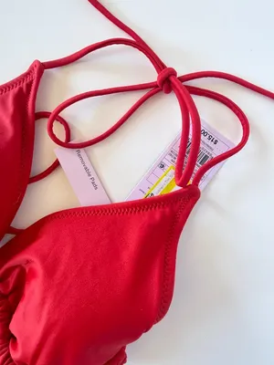 NWT Wild Fable Halter Triangle Bikini Top Swim Red Size Medium M 8-10 NEW thumbnail 2