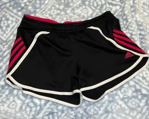 Adidas Women's Black and Pink Athletic Shorts thumbnail 1