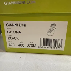 Gianni Bini Pallina Wedge Shoes Womens 7M Black Suede Open Toe 5” Heel In Box thumbnail 8