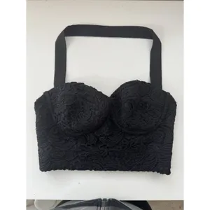Guess By Marciano Halter Pushup Bustier Size 0 Black Lace Zip Back Pinup Corset thumbnail 3