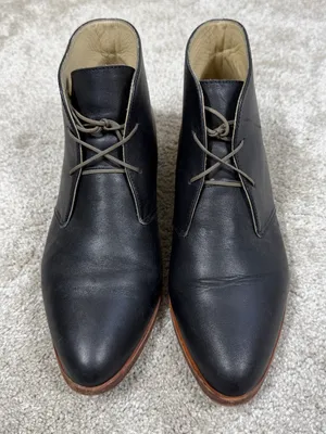 Nisolo Isa Chukka Boots Leather Oxford Block Heels in Black 7.5 thumbnail 4