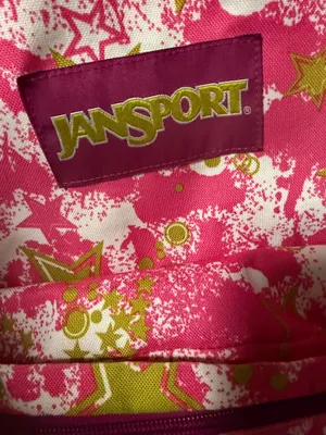 RARE JanSport TDN7 Big Student Y2K backpack in a pink and yellow stars pattern thumbnail 4