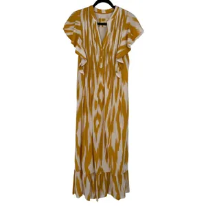Anthropologie Maeve Cassandra Pintuck Flutter Sleeve Maxi Dress Yellow Size‎ XS thumbnail 3