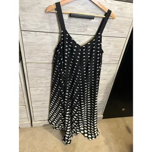 Jessica Simpson Maternity Polka Dot Midi Dress Black White Sleeveless Large thumbnail 2