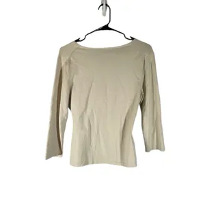 Ann Taylor Beige Long Sleeve Wrap Style Dressy Blouse Women Sz M thumbnail 2