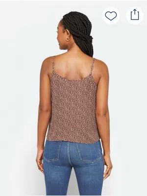 PAPERMOON Conway Brown Polka Dot Printed Tie-Hem Cami Tank Top Size XL thumbnail 2