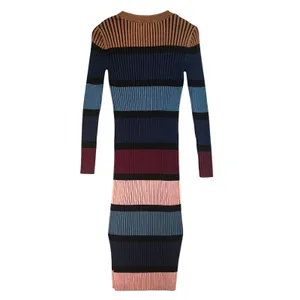 Dolan Lorna Midi Sweater Dress Ribbed Striped‎ XS Multi-Color XS thumbnail 2