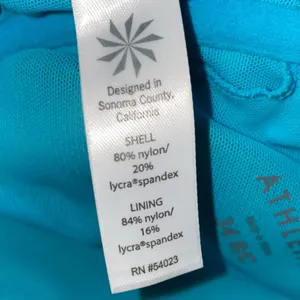 Athleta Bikini Top‎ 34B/34C Underwire Swim Top Blue Geometric Print thumbnail 5