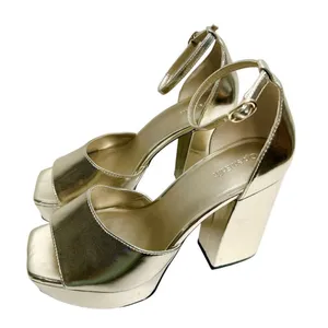 Open Edit Kimber Gold Metallic Platform Block Heel Sandals Womens 9.5 Square Toe thumbnail 2