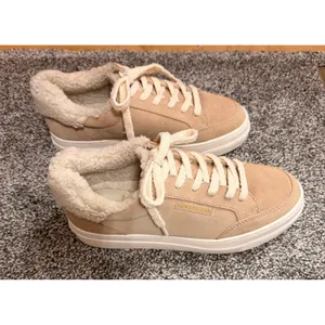 Sam Edelman Wess Cozy Suede Faux Shearling Sneakers Sesame Tan Beige 8.5M thumbnail 2