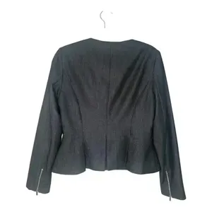 Calvin Klein Womens Denim Blue Peplum Zip Up Blazer,‎ Size 8 thumbnail 3