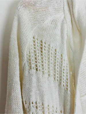 Anthropologie Moth long line cocoon open weave hooded cotton linen blend sweater thumbnail 2