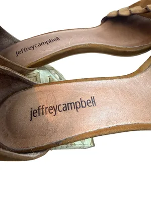 Jeffrey Campbell LIndsay Sandals Suede Camel Block Heel Retro Size 7 Women's thumbnail 10