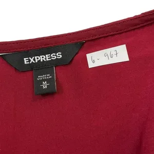 Express Women Size Medium Dress Maroon Long Sleeve Ruffle Hem | 6-967 thumbnail 3
