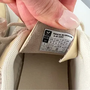 Veja V-10 J Mesh Sneakers in Jute White & Yellow thumbnail 5