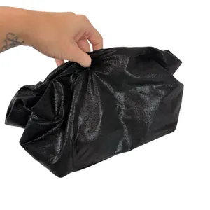 Anthropologie Jory Black Metallic Clutch Crossbody Dumpling‎ Bag Vegan Leather thumbnail 9