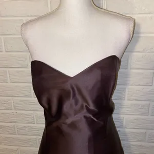 Vintage 90s Jessica McClintock Sweetheart Strapless Satin Gown, Chocolate Brown thumbnail 5