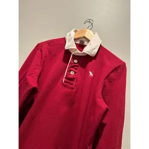 Y2K Abercrombie & Fitch Red Rugby Polo Shirt Moose Logo Medium Vintage thumbnail 5