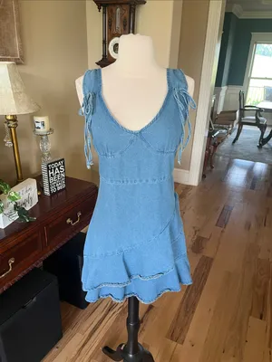 SheIn Denim Mini Tiered Ruffle Hem Dress thumbnail 6