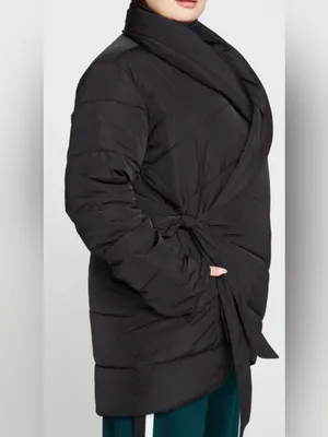 Universal Standard Kanda 2 Wrap Puffer Coat Women's Black Tie Jacket size 18/20 thumbnail 2
