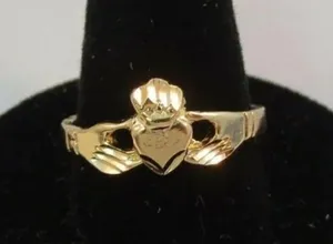 (Size 3) 14KT Gold EP Claddagh Irish Celtic Wedding Ring thumbnail 1
