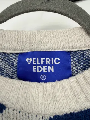 Aelfric Eden Swirl Whirlpool Knit Sweater XL‎ Blue White Oversized Y2K thumbnail 6