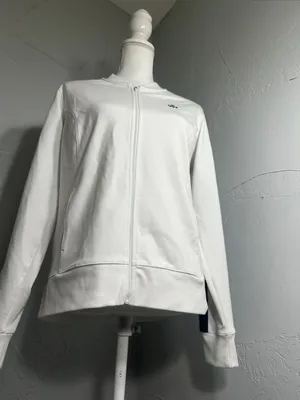 Lady Hanger Tennis Jacket White Green Lightweight Athletic Zip Up. thumbnail 6