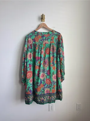 Natural Life Dara V-Neck Mini Dress Green Floral Boho Large thumbnail 8