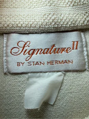 STAN HERMAN Half Zip Light Terrycloth Robe Getting Ready Housecoat Pockets Large thumbnail 4