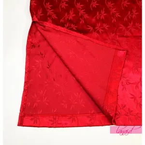 Asian Chinese Oriental Japanese Red Satin Stretchy Mandarin Short Sleeve Dress S thumbnail 5