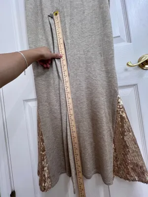 Christian Siriano Beige wide leg pants with sequin detail size XL NWT thumbnail 7