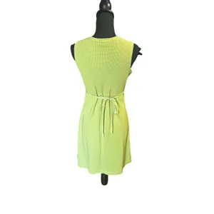 Metropolitan Lime Green Sleeveless Dress S Textured Chic Flowy thumbnail 4