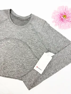 Lululemon Swiftly Tech Cropped Long-Sleeve Shirt 2.0 Slate Grey/White Top thumbnail 6