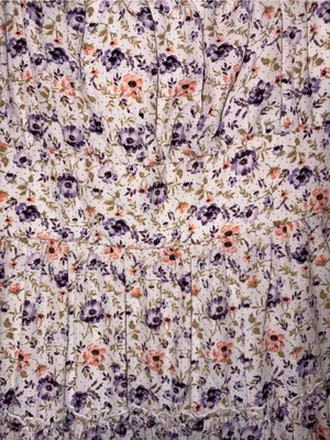 Altar'd State Purple Floral Smocked Mini Dress Tiered Puff Sleeve Medium thumbnail 7