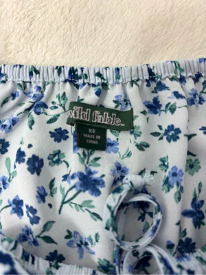 wild‎ fable White & Blue Smocked Midi Dress with Puff Sleeves Size XS thumbnail 7