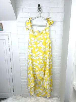 Mudpie Beach To Bar Yellow Patterned Swimsuit Coverup Dress Size M thumbnail 3