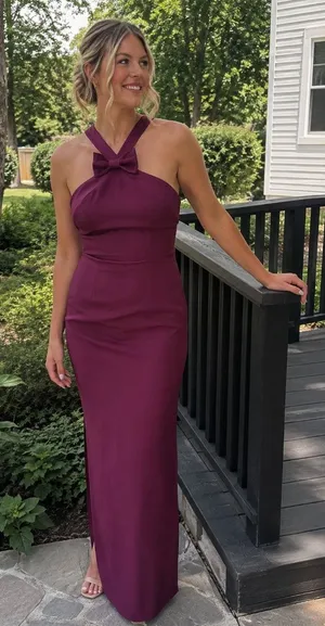 SAU LEE Eloise Bow Front Gown in Boysenberry Size 8 thumbnail 1