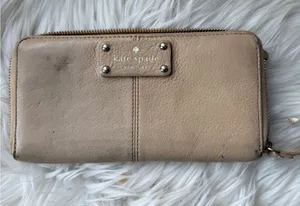 Kate Spade Beige Leather Zip-Around Wallet thumbnail 1
