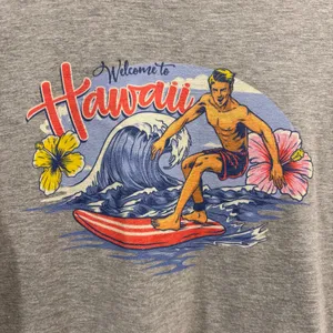 Y2K Hawaii Surf Graphic T-Shirt Gray Surfer Girl Preppy 90s VTG, Size M thumbnail 4