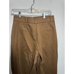 OGL Women M High Waisted Pleated Trousers Brown Wide Leg Dress Pants NEW thumbnail 7