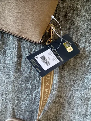 U.S. Polo Assn. Taupe Pebbled Leather Crossbody with Branded Web Strap thumbnail 6