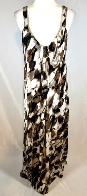 Ann Taylor mocha brown black and white empire waist maxi dress size large thumbnail 1