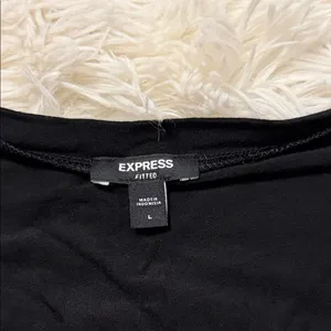 Express Fitted Black V-Neck Long Sleeve Top thumbnail 3