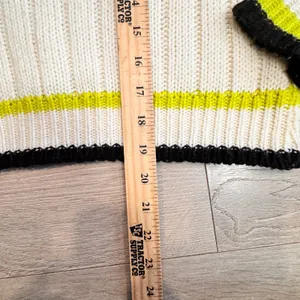 Wild Fable Womens Cream Knit V Neck Sweater Tennis Style Neon Stripe‎ Small S thumbnail 7