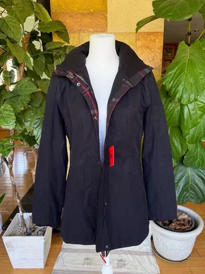 NEW Pendleton Women's Removable Hood Plaid Lining Zip Black Rain Jacket, Size M thumbnail 5
