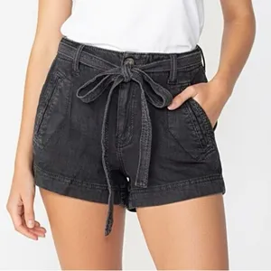 American Eagle Woman’s Black Hi Rise Denim Shorts W/ Belt Deisgn — Size 0 thumbnail 1