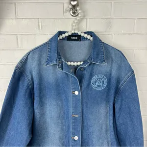 Cider Embroidered Logo Blue Washed Denim Button Down Shirt Size XL thumbnail 3
