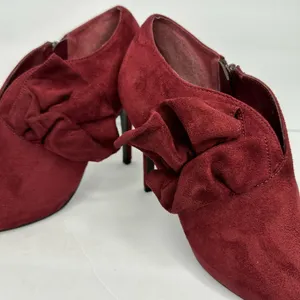 Call it Spring Womens size 9 Vegan Suede Heel Booties Ruffle Shoes Red 4 inch thumbnail 8
